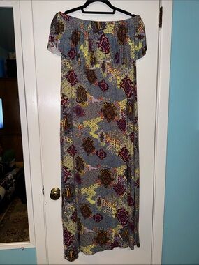 Strapless Printed Maxi Dress in Multi-Color